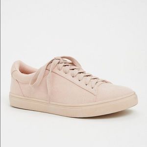 Torrid Blush Pink Suede Lace Up Sneakers